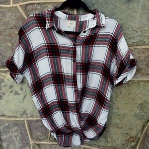 Anthro Harper faux wrap button down flannel shirt
